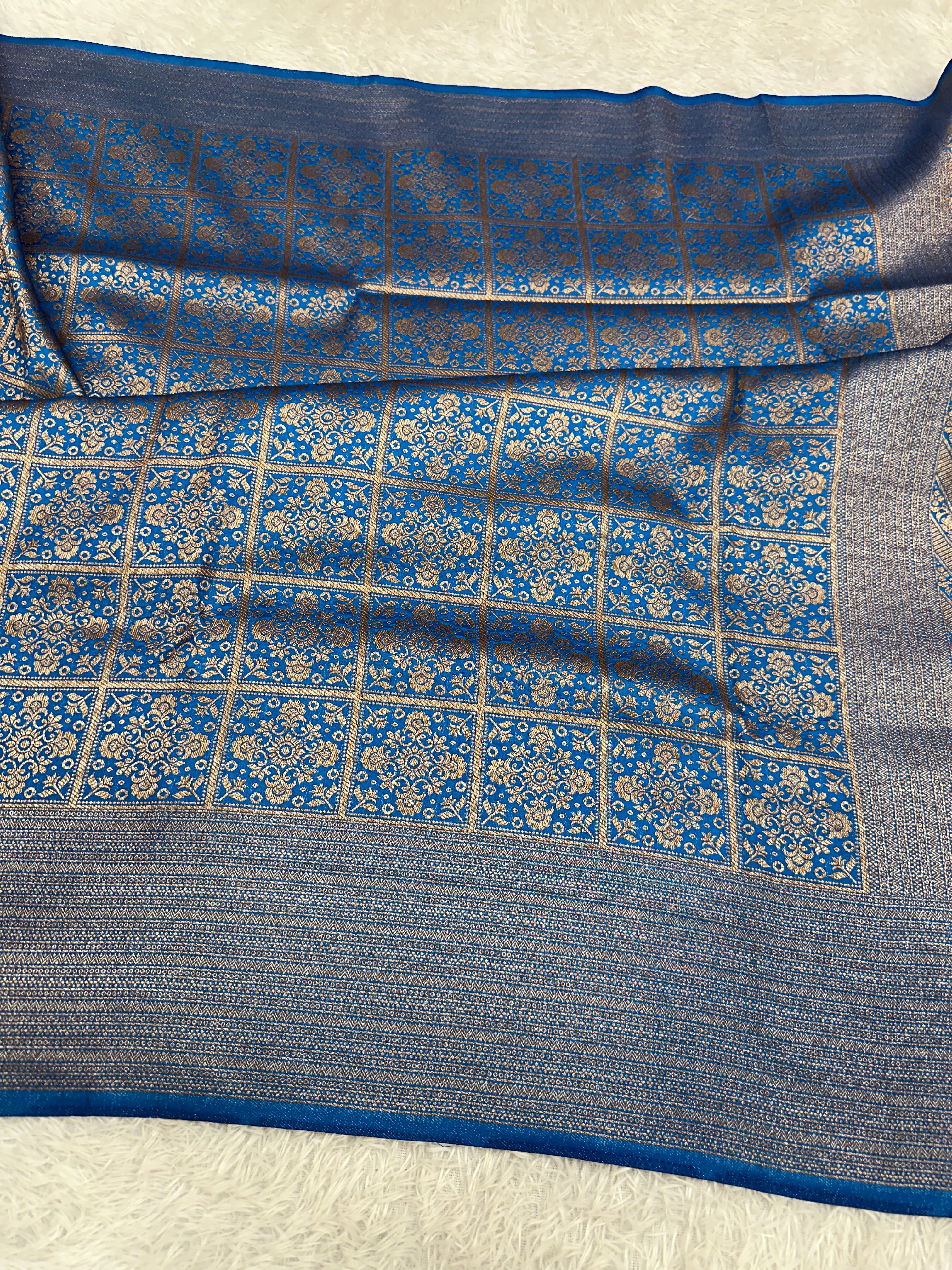Light Blue Banarasi Dupion Silk Saree with Embossed Antique Zari Weaving & Rich Antique Zari Pallu | STF77