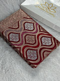 Elegant Maroon Mashru Kataan Silk Banarasi Saree with Traditional Zari Jaal Pattern | Kaashi Threads MKS403