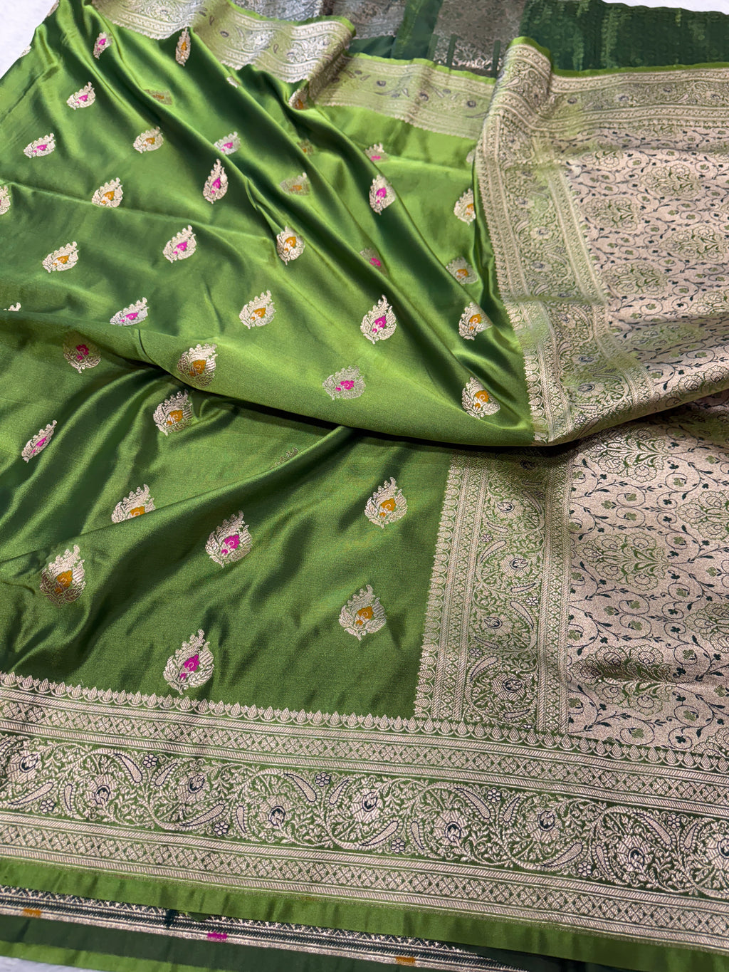 Mashru Kataan Silk Saree with Meenakari Work Ms16