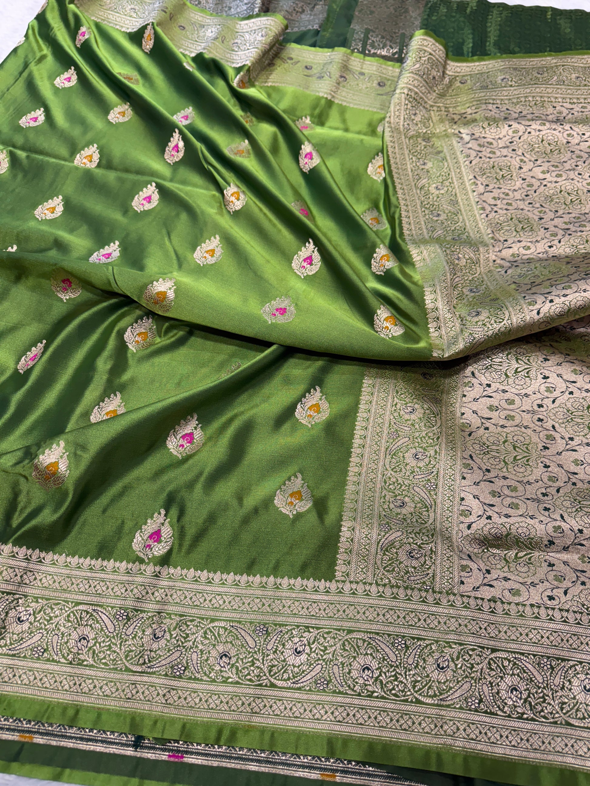 Mashru Kataan Silk Saree with Meenakari Work Ms16
