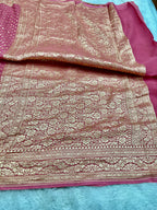 Pink Pure Natural Silk Khaddi Georgette Saree with Neem Zari Buti | PSG11