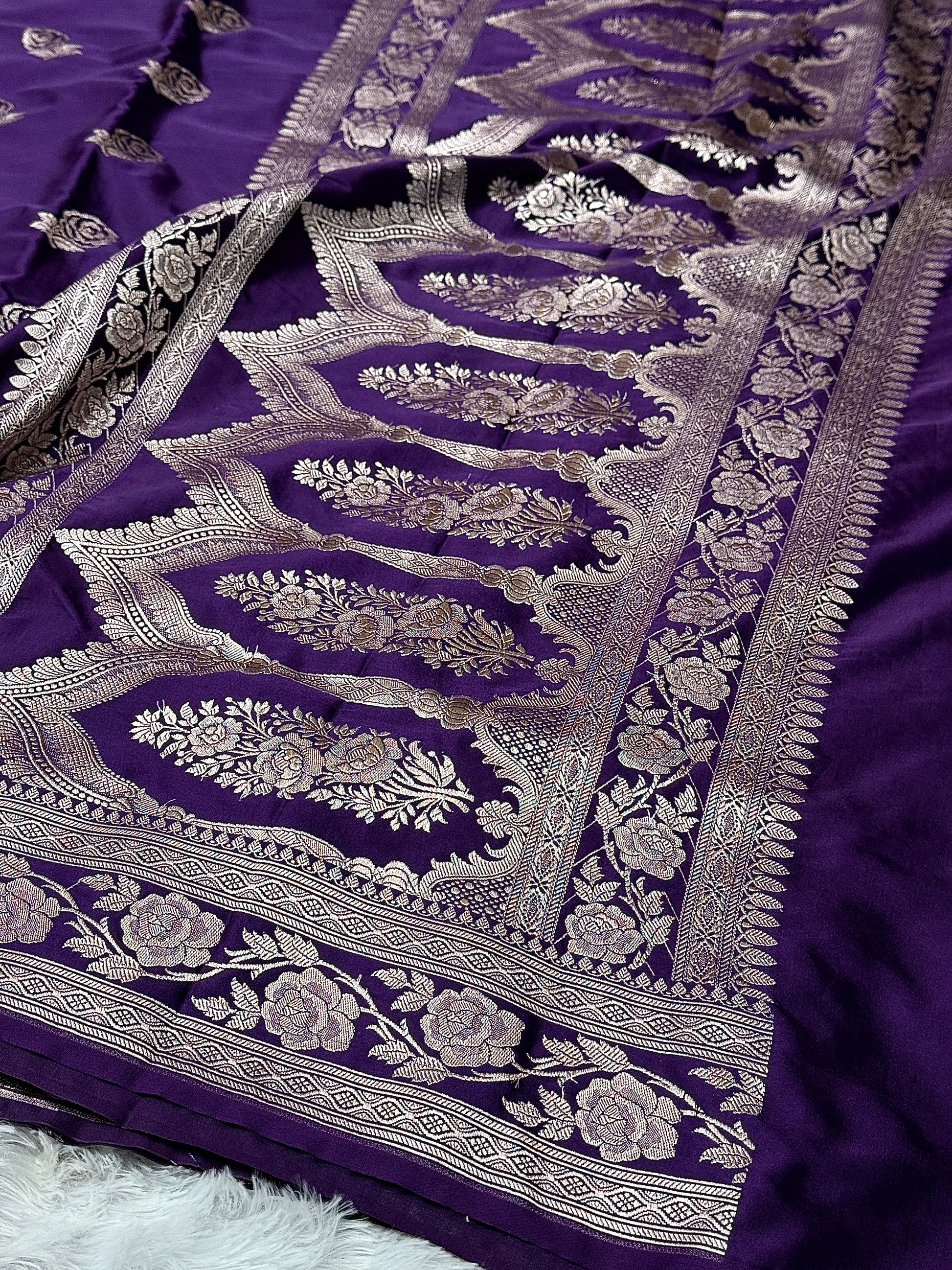 Rose Design Mashru kataan Saree Ms17