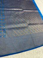 Light Blue Banarasi Dupion Silk Saree with Embossed Antique Zari Weaving & Rich Antique Zari Pallu | STF77