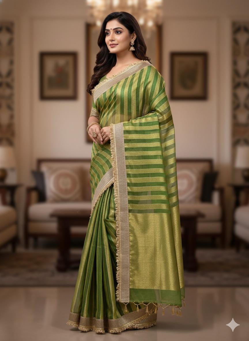 Maharani Tissue silk in Lining Design banarsi Patch Work Saree TSN02