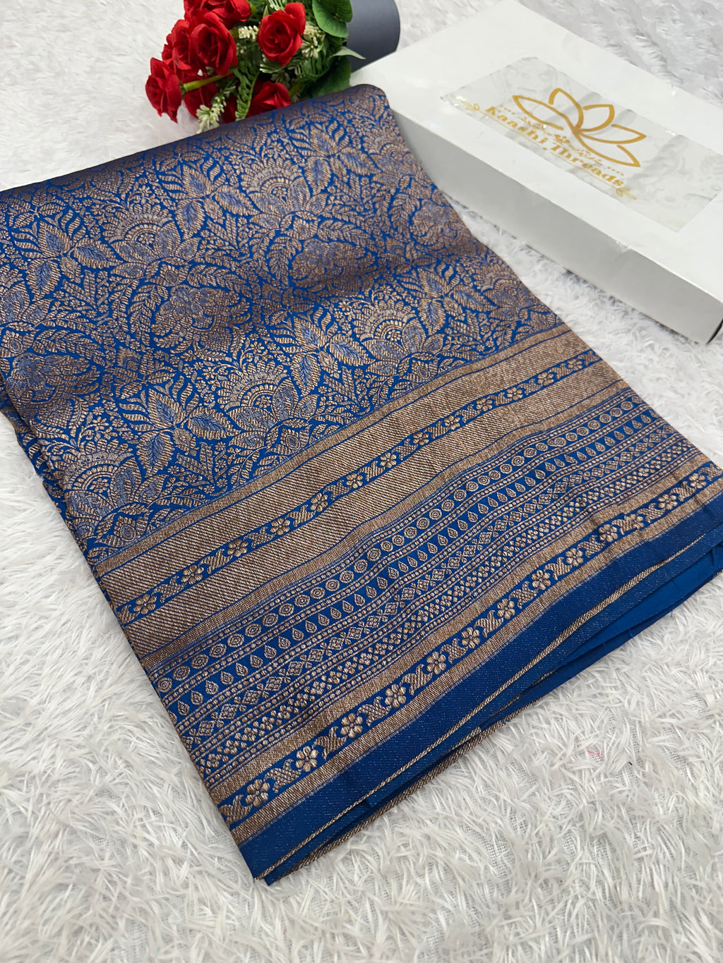 Light Blue Banarasi Dupion Silk Saree with Embossed Antique Zari Weaving & Rich Antique Zari Pallu | STF69