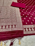 ✨ Banarasi Jacquard Gap Buti HO Silk 3-Piece Unstitched Dress Material MSS15