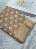 Beige Pure Natural Silk Khaddi Georgette Saree with Buta Woven Design | PSG11