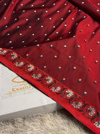 Maroon Banarasi Mashru Silk Saree with Buti Woven Design & Satin Patta Border MKS226