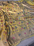 Mashru Kataan Meena flower Saree Ms14