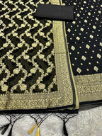 Banarasi Jacquard Zari Georgette Suit Dress – 3 Pc Set MSS24