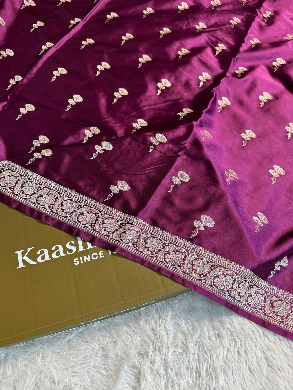 Wine Banarasi Mashru Silk Saree with Jacquard Fancy Buta Weave MKS091