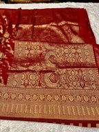 Chinon Silk Jaal Design Maroon   Color Saree CN03