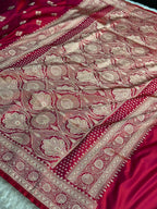 Magenta Pink Dual-Shade Mashru Kataan Silk Saree with Buta Weaving & Rich Zari Pallu | MKS814