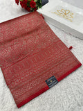 Red  Banarasi Dupion Silk Saree with Embossed Antique Zari Weaving & Rich Antique Zari Pallu | STF91
