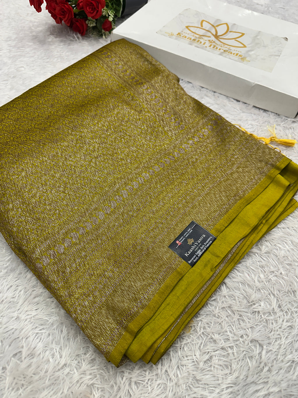 Red Banarasi Dupion Silk Saree with Embossed Antique Zari Weaving & Rich Antique Zari Pallu | STF96