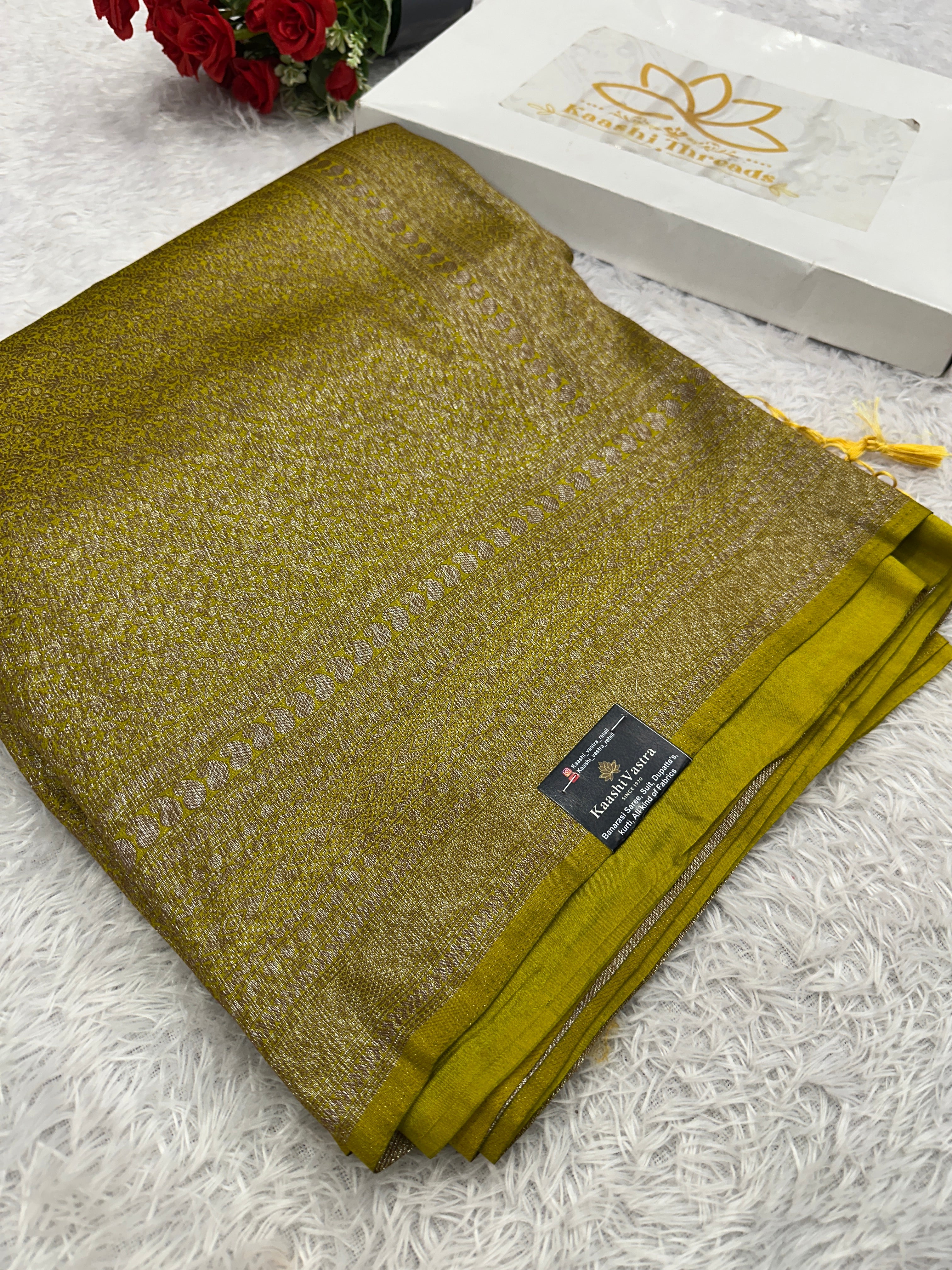 Red Banarasi Dupion Silk Saree with Embossed Antique Zari Weaving & Rich Antique Zari Pallu | STF96