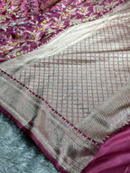 Strawberry Color Banarasi Mashru Silk Saree with Zari Meena Jangla Jaal Weave
MKS161