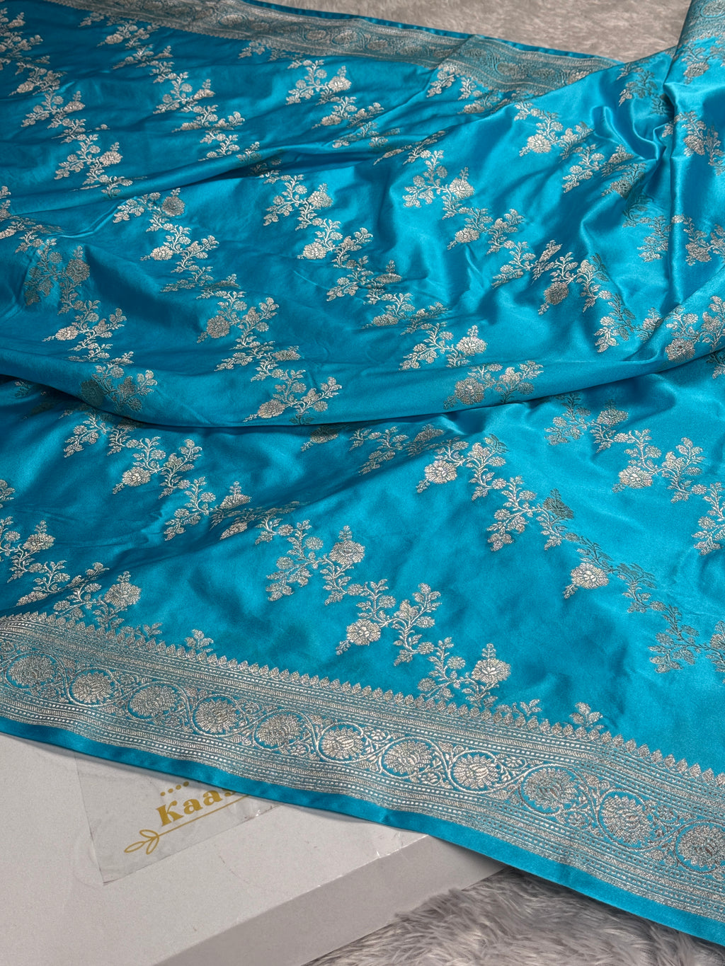 Light Blue Premium Banarasi Mashru Silk Saree with Jaal Woven Pattern MKS143