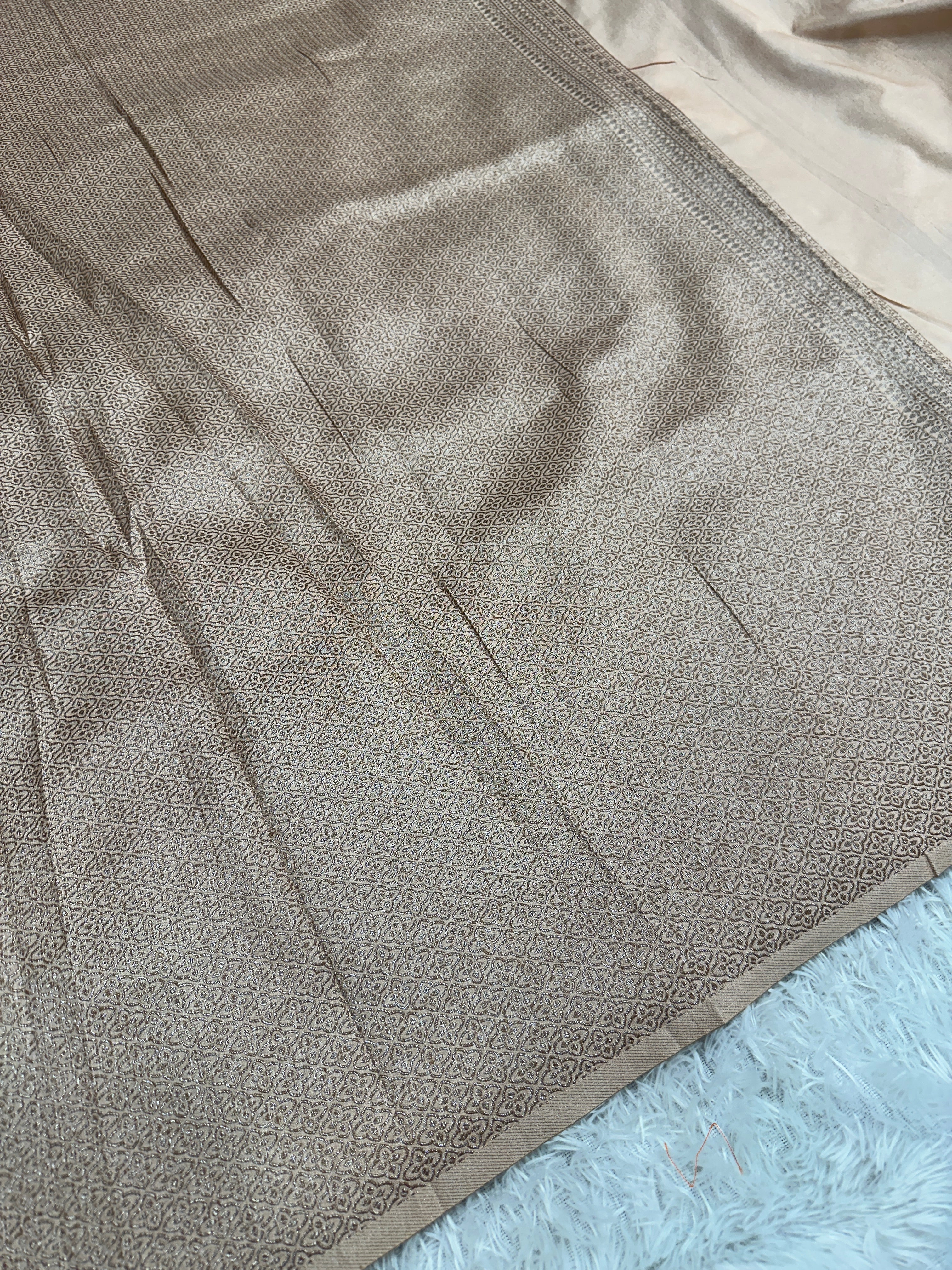 Pitch Banarasi Dupion Silk Saree with Embossed Antique Zari Weaving & Rich Antique Zari Pallu | STF111