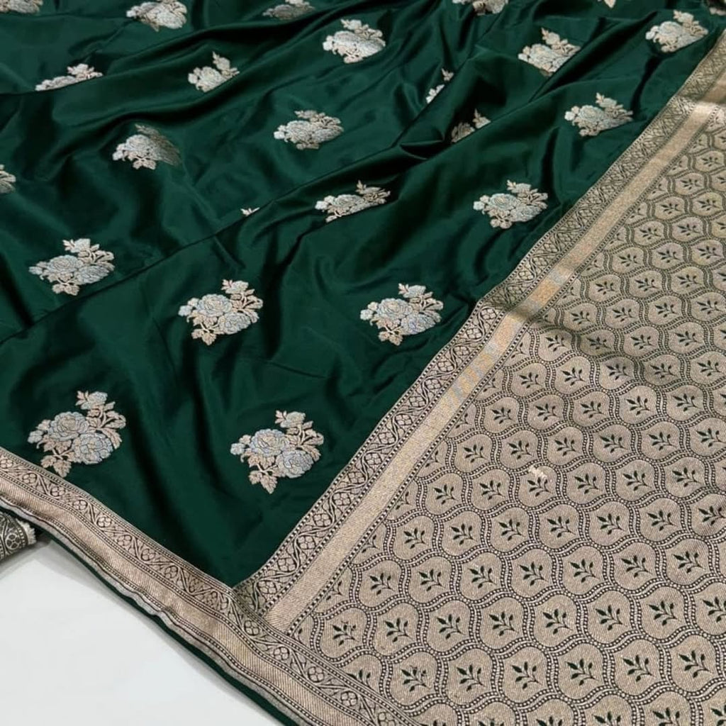 ✨ Mashru Kataan Silk Saree with Buta Woven Pattern & Meenakari Jaal Design – MKS415