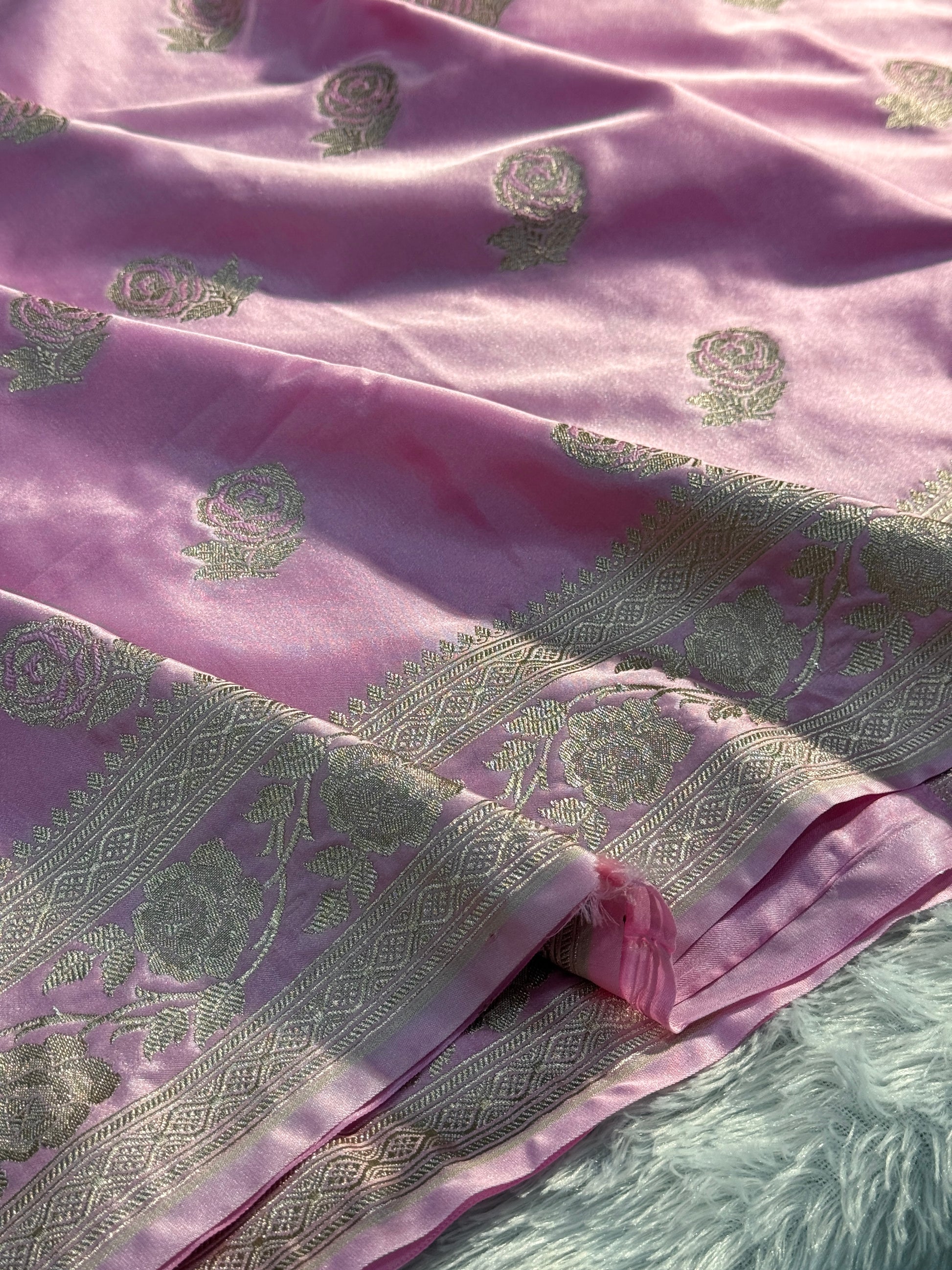 Rose Design Mashru kataan Saree Ms17