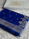 Royal Blue Fancy Buti Banarasi Mashru Silk Saree | Satin Mashru Silk | Kaashi Threads | MKS515
