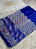 Royal Blue Meena Work Banarasi Mashru Silk Saree with Jacquard Weave MKS301