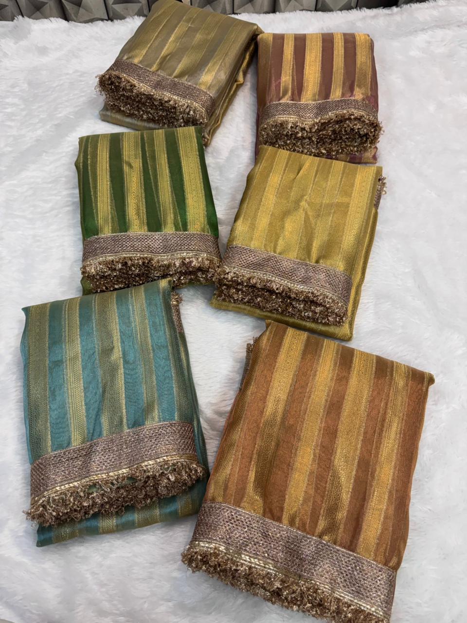 Maharani Tissue silk in Lining Design banarsi Patch Work Saree TSN02