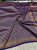 Banarasi Dupion Silk Saree with Embossed Antique Zari Weaving & Rich Antique Zari Pallu | STF57