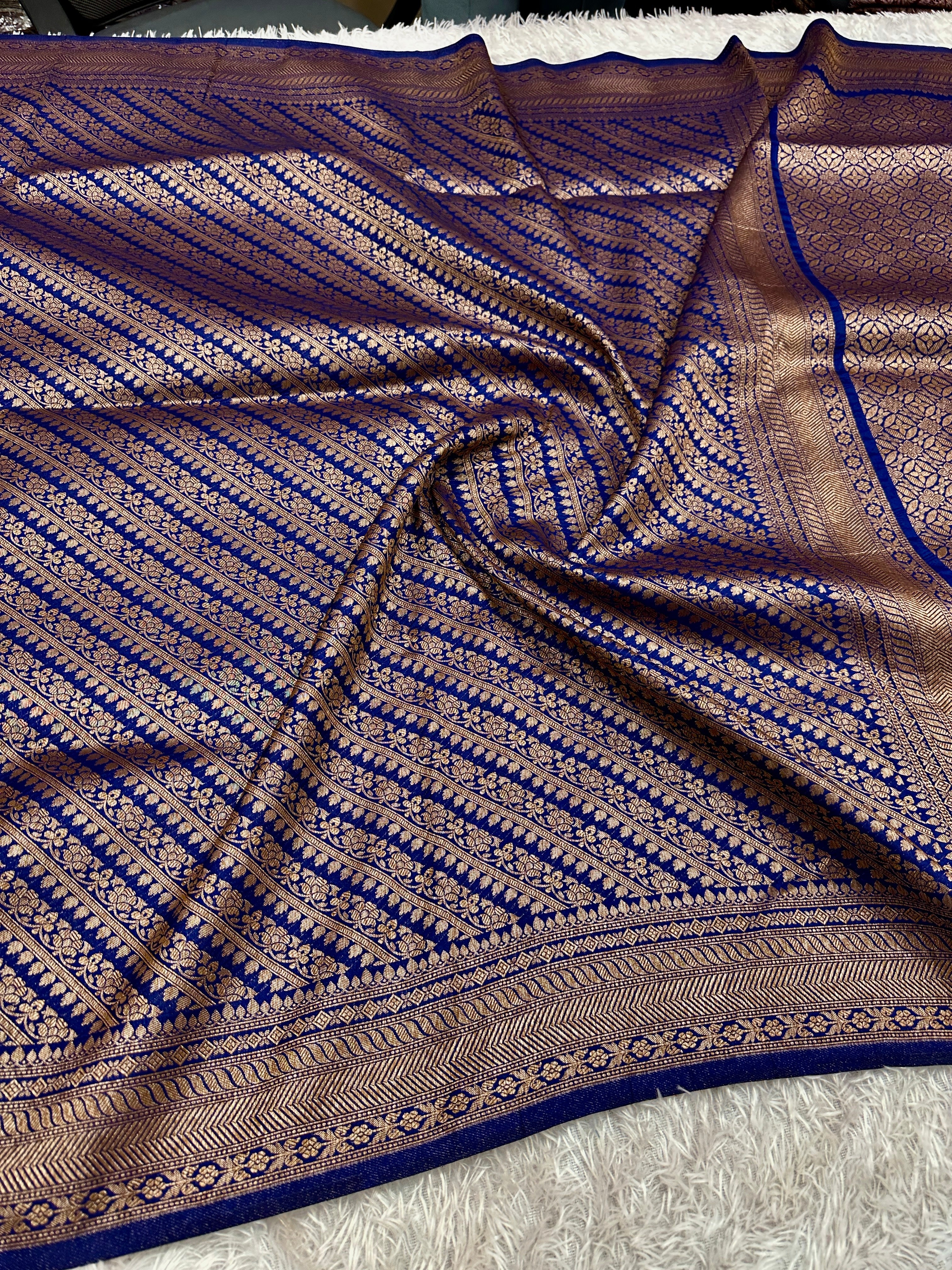 Banarasi Dupion Silk Saree with Embossed Antique Zari Weaving & Rich Antique Zari Pallu | STF57