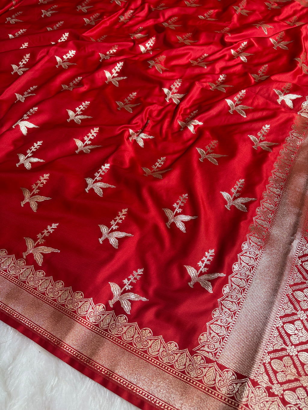 Red Color MASHRU BUTA SAREE MKS086