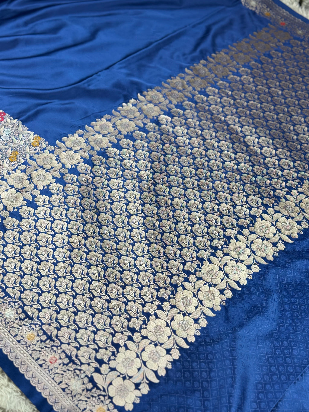 Elegant Navy Blue Zari Meenakari Banarasi Saree with Rich Pallu | MKS563