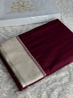 Wine Mashru Kataan Silk Banarasi Saree | MKS776