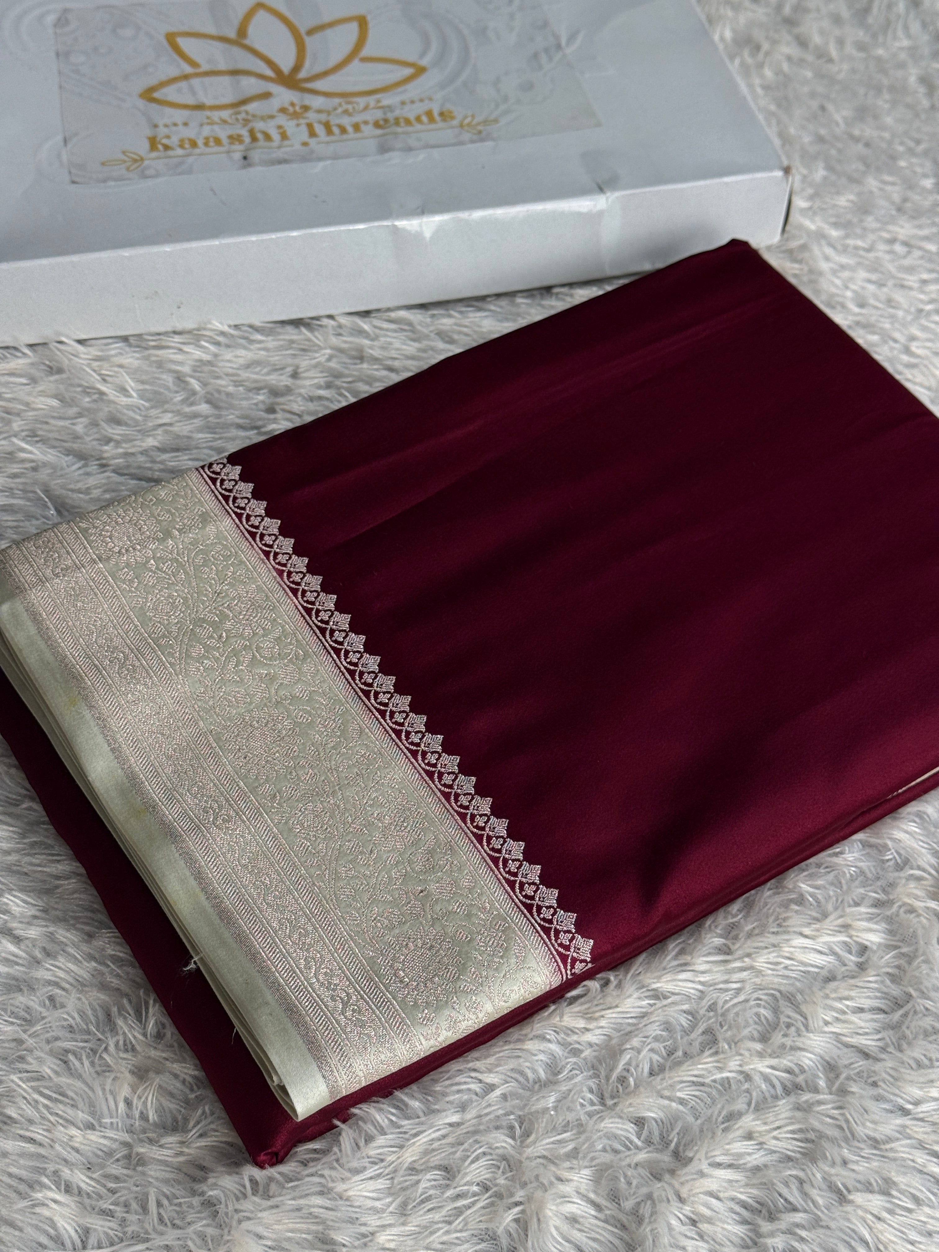 Wine Mashru Kataan Silk Banarasi Saree | MKS776
