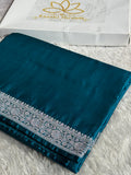 Rama Blue Banarasi Mashru Silk Saree with Pallu Border Woven Design MKS162