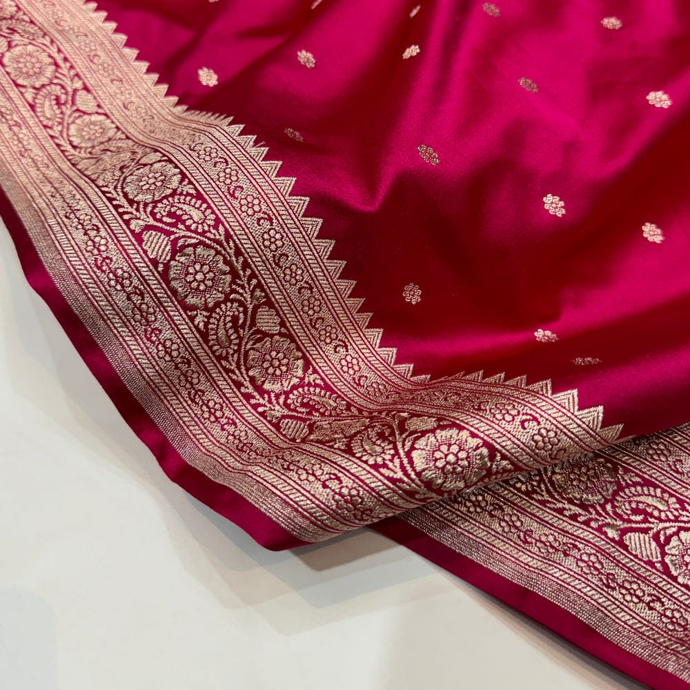 Premium Mashru Kataan Silk Saree with Star Buti Motifs and Luxurious Zari Pallu – MKS410