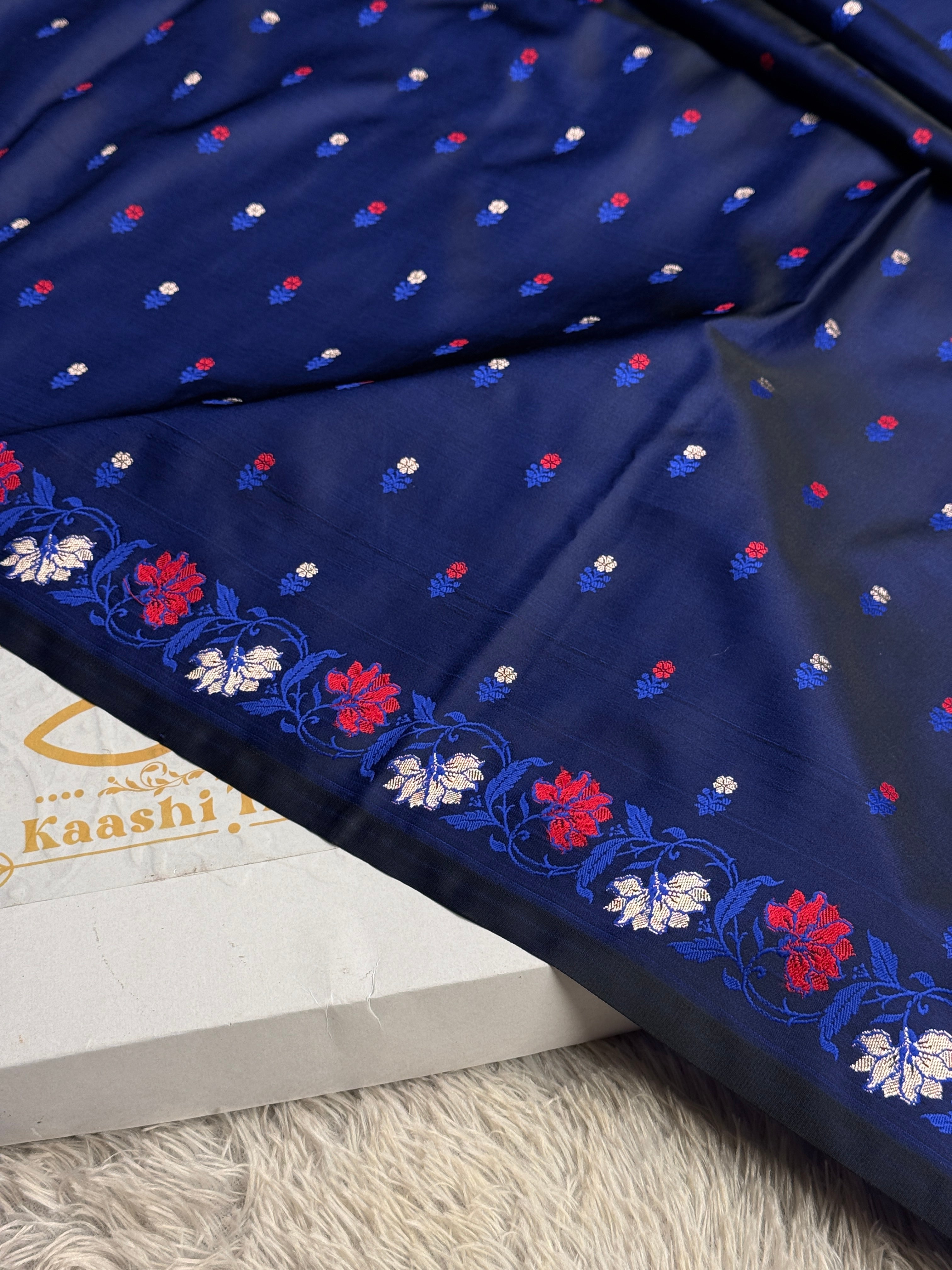 ✨ Royal Blue Mashru Silk Saree with Meena Woven Design MKS315