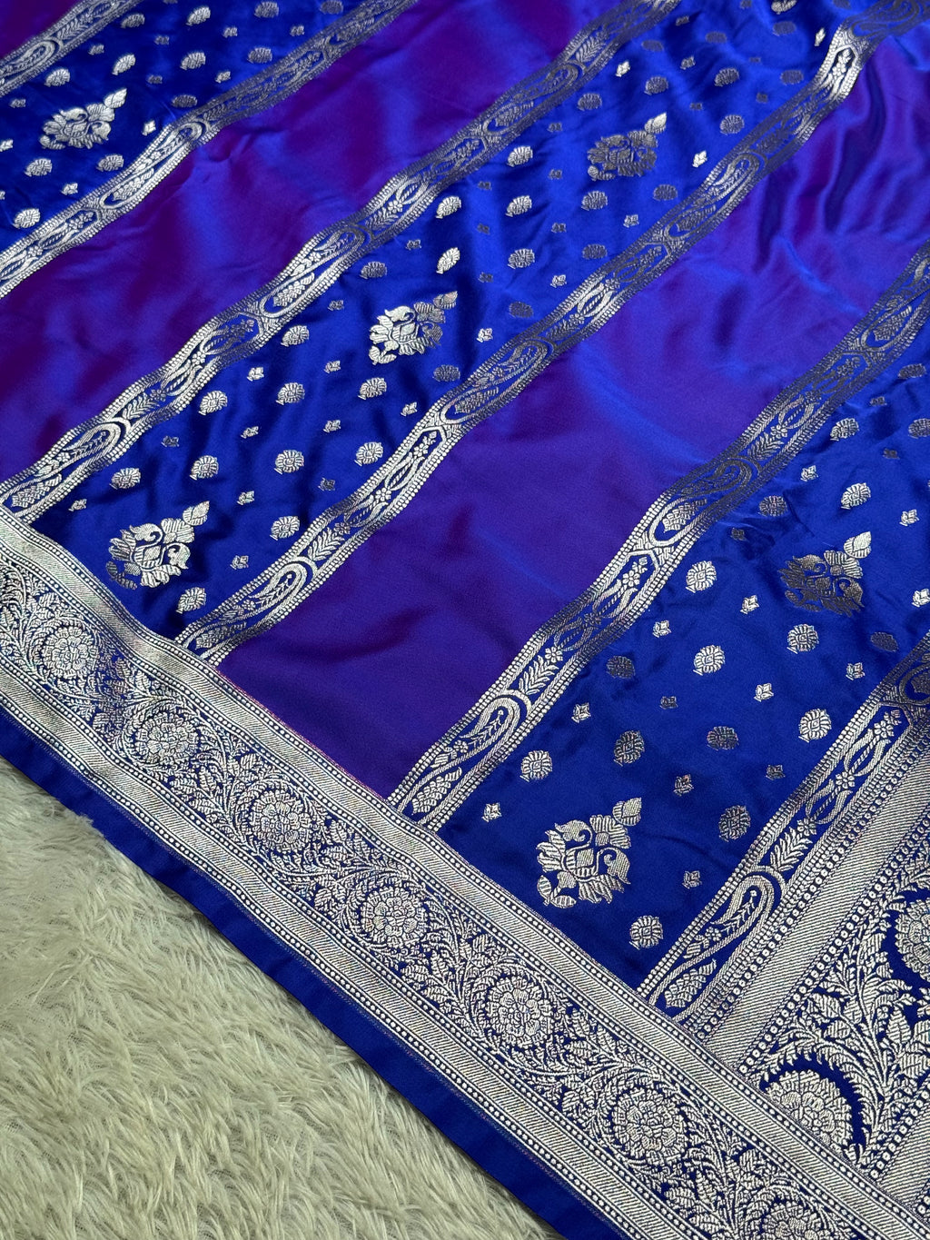 ✨ Royal Blue Rangkaat Mashru Kataan Silk Saree – MKS685 ✨