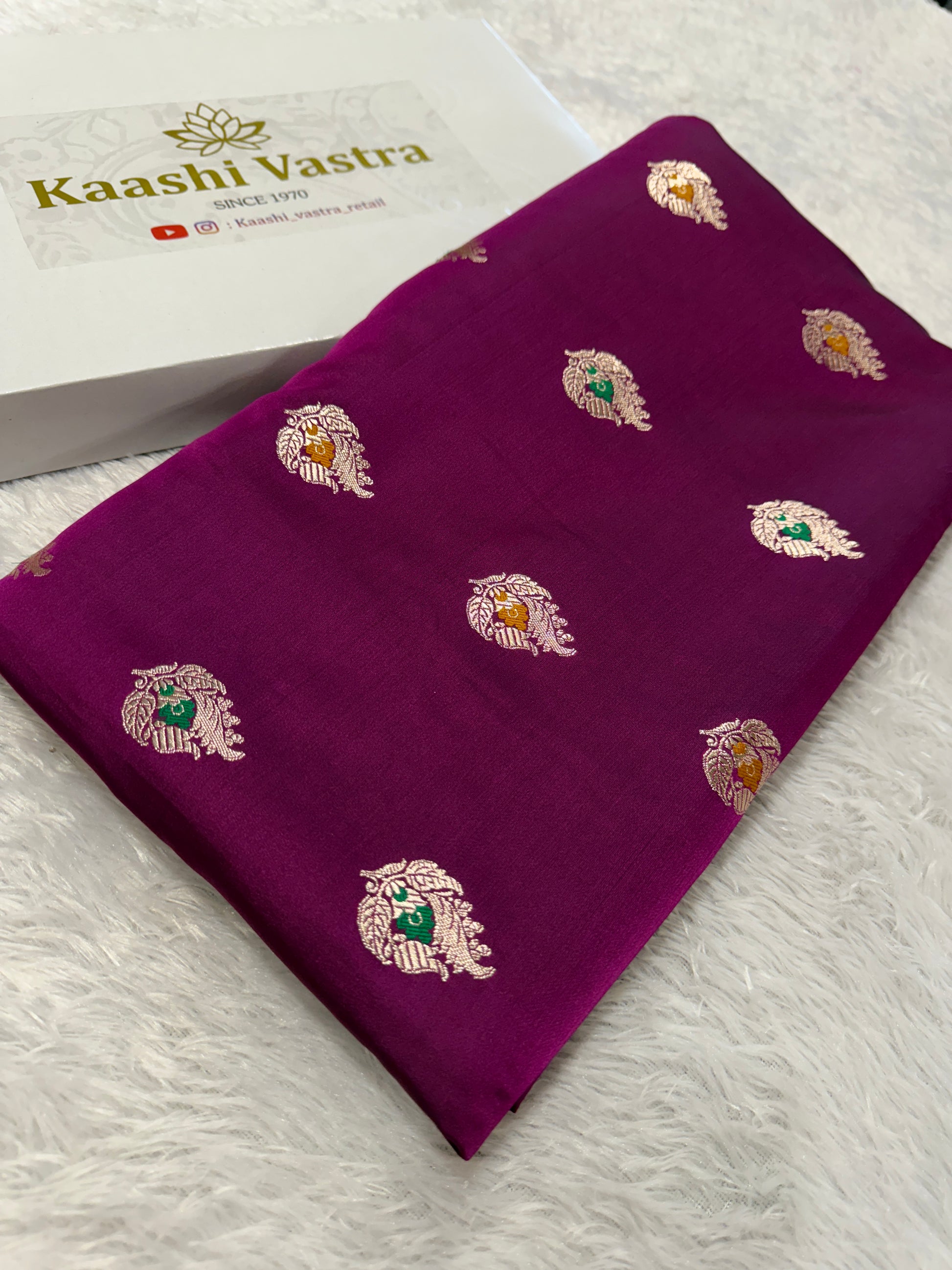Mashru Kataan Silk Saree with Meenakari Work Ms16