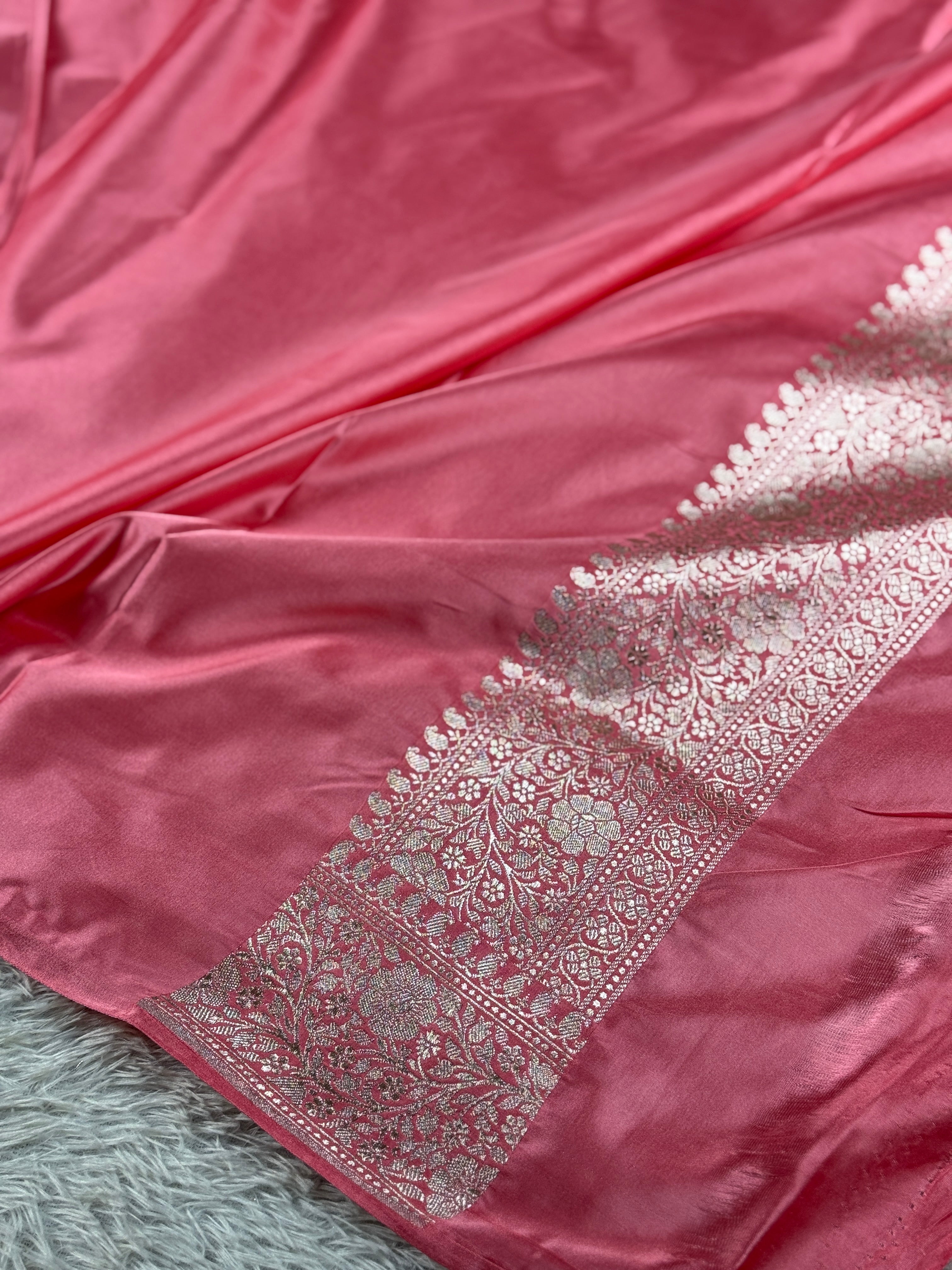 Mashru Kataan Silk Saree with Tanchoi Satin Zari Meenakari Weave & Rich Pallu – MKS508