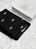 MKS305 Banarasi Mashru Silk Saree with Buta Pattern – Black, Red, Green, Yellow & Orange