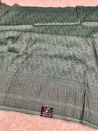 STF51 – Charming Sea Green Dupion Saree with All-Over Floral Woven Designs