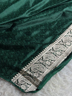 Pista green with bottle Green Mashru Kataan Silk Saree with Buta Woven Design MKS651