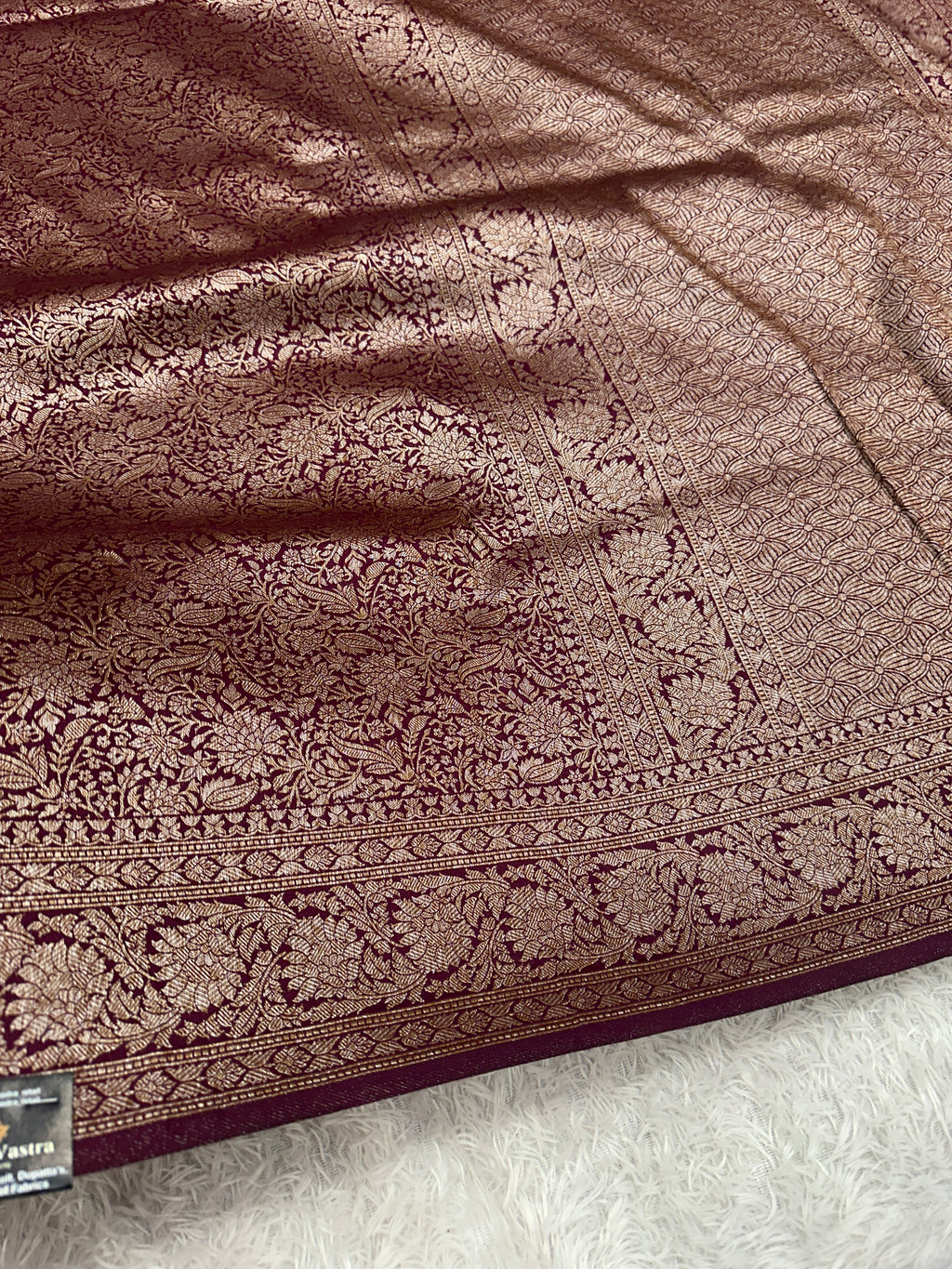 Maroon Banarasi Dupion Silk Saree with Embossed Antique Zari Weaving & Rich Antique Zari Pallu | STF62