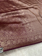 Maroon Banarasi Dupion Silk Saree with Embossed Antique Zari Weaving & Rich Antique Zari Pallu | STF62
