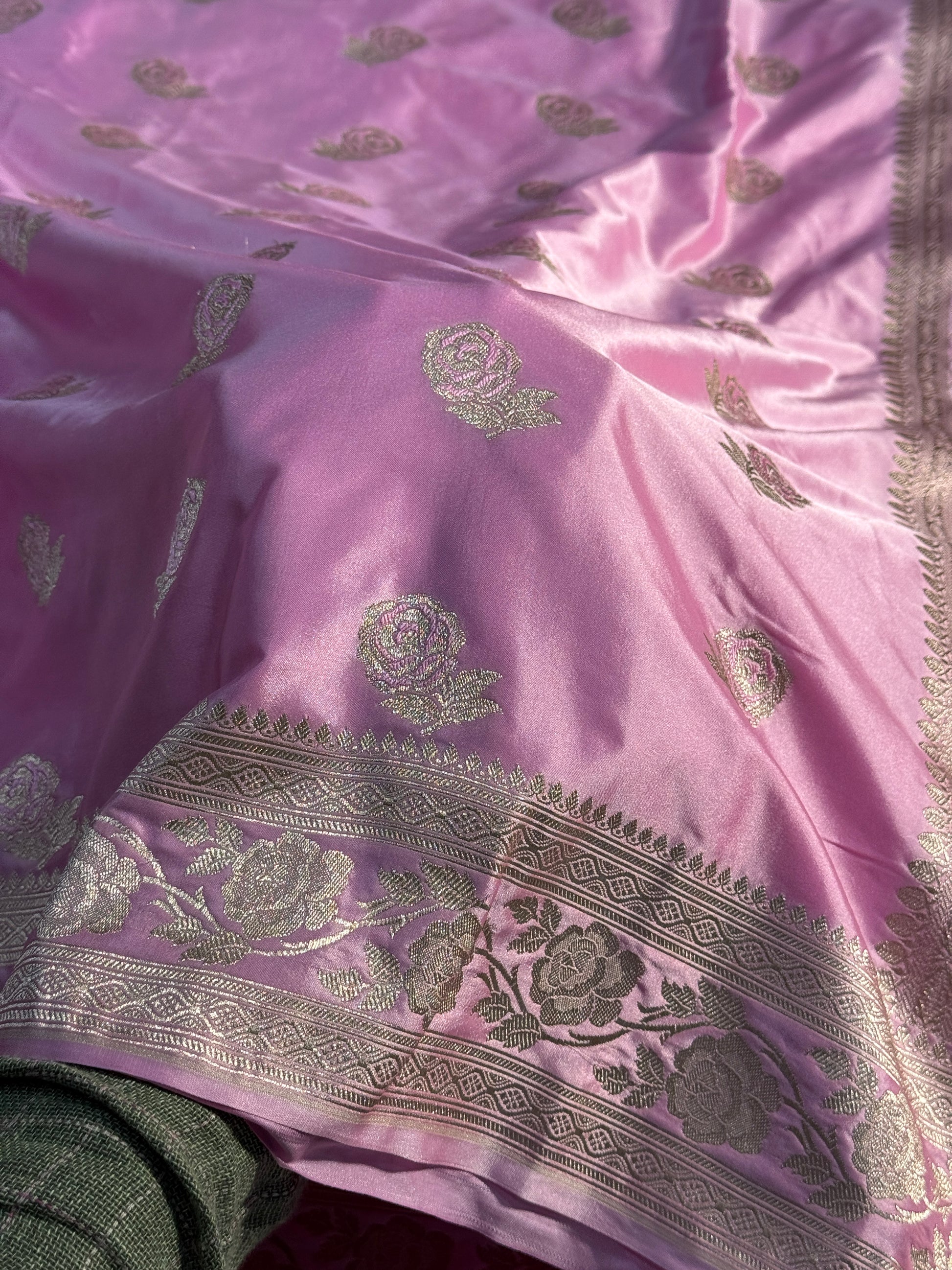 Rose Design Mashru kataan Saree Ms17