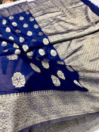 Chinon Silk Royal Buta   Design Navy blue  Saree CN08