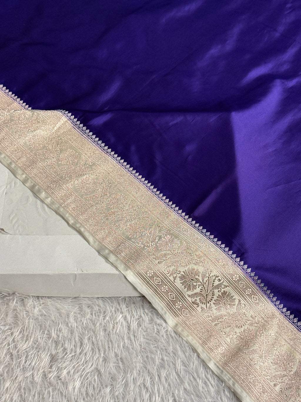 Purple & Cream Mashru Kataan Silk Saree with Rich Woven Border and Zari Pallu | MKS700