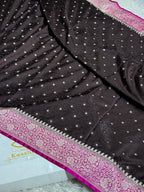 Kaashi Thread – Brown with Rani Contrast Mashru Silk Saree MKS341