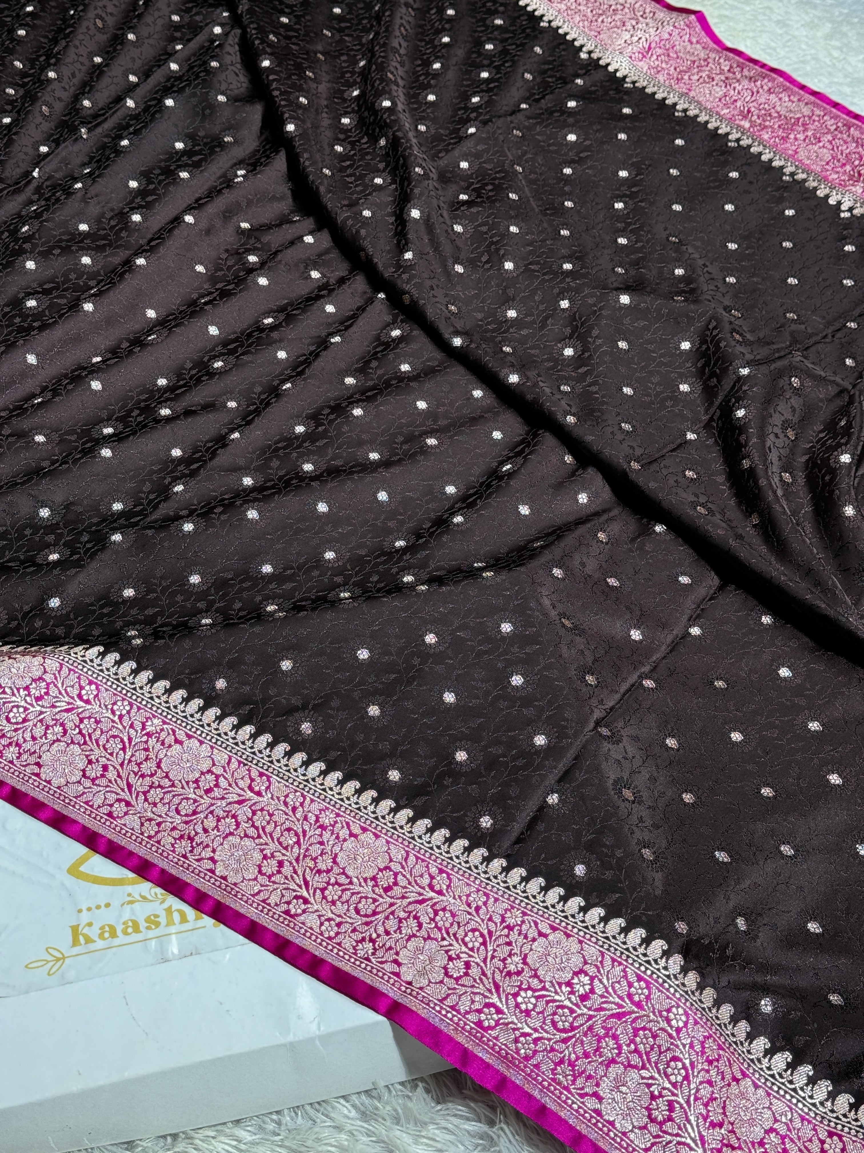 Kaashi Thread – Brown with Rani Contrast Mashru Silk Saree MKS341